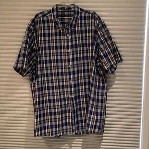 Men's Blue Plaid Short-Sleeve Button-Down Shirt